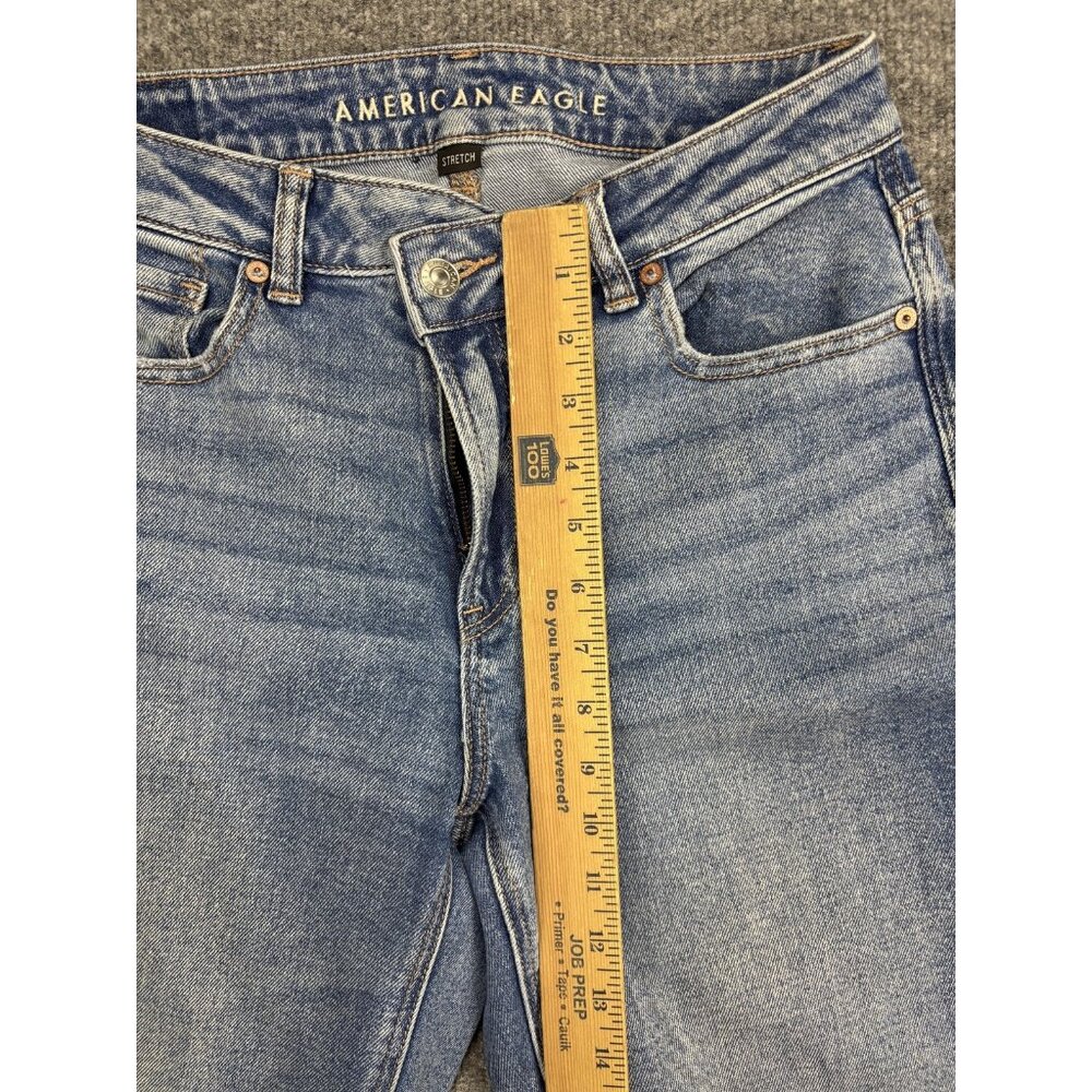 American Eagle Jeans Womens 4 Blue Highest Rise Mom Jean Stretch Distressed - Picture 4 of 9